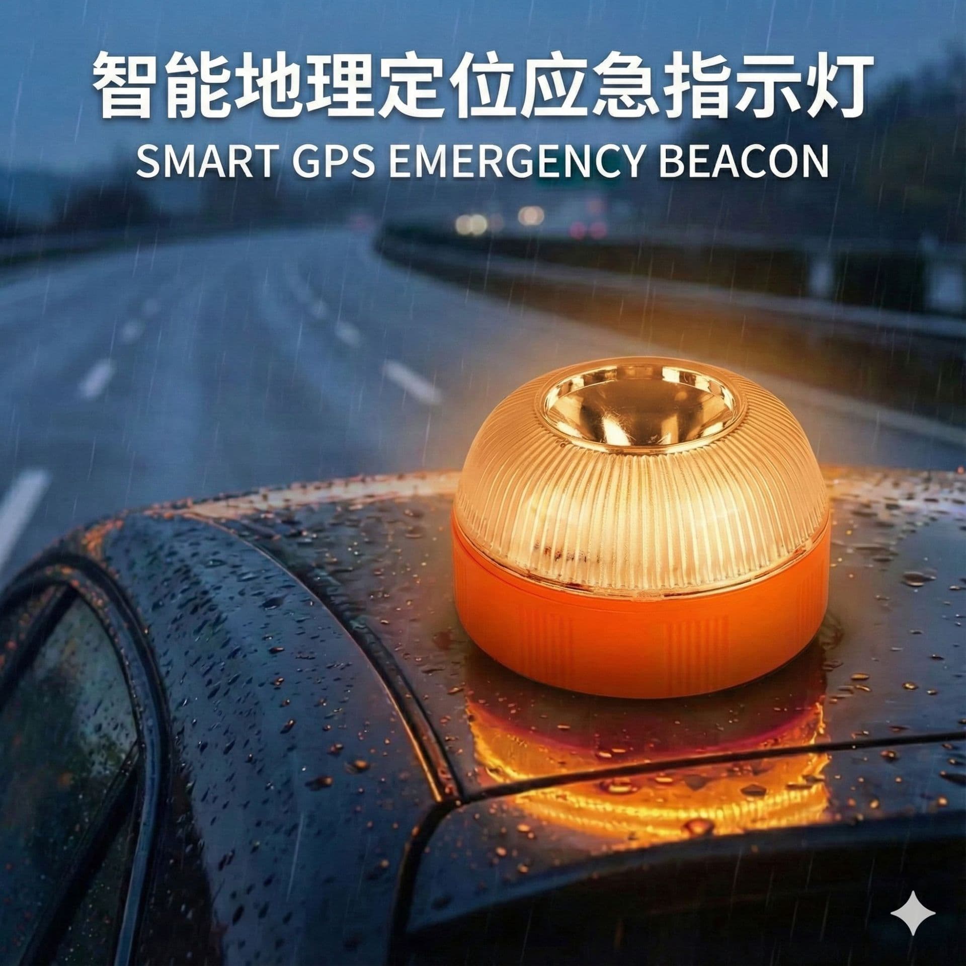 New Cross-Border GPS Car Warning Light LED White Light Emergency Light Yellow Flashing Light Traffic Warning Light Magnetic