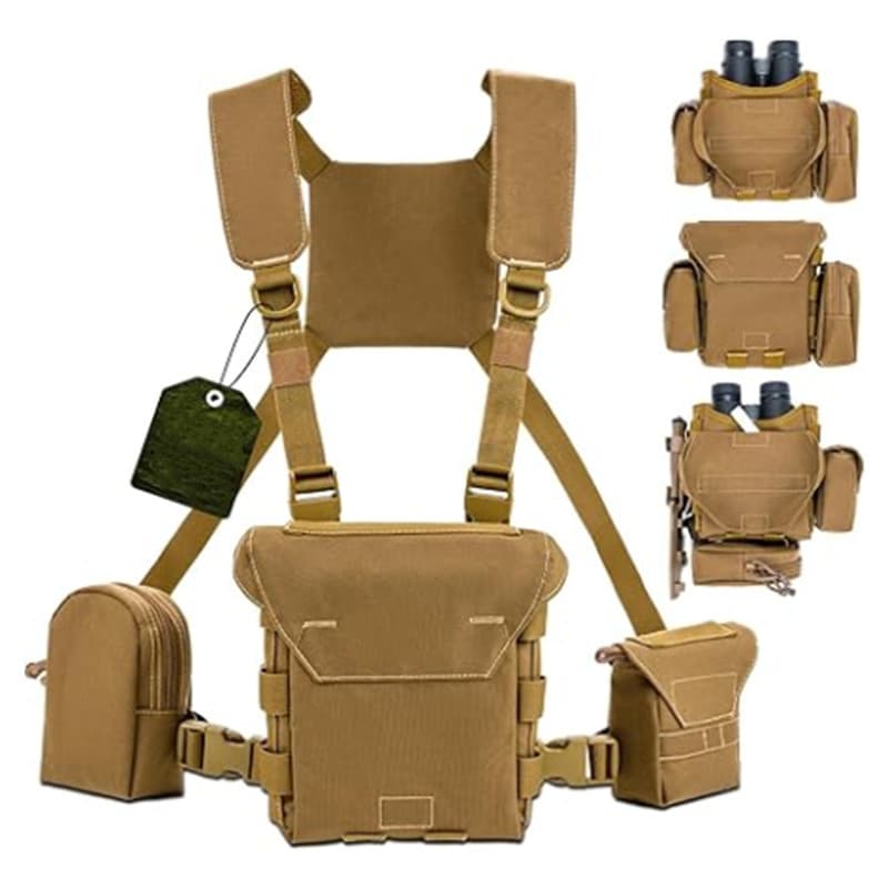Waterproof Military Binocular Chest Bag Lightweight Tactical Binocular Case Chest Strap with Rangefinder Pouch