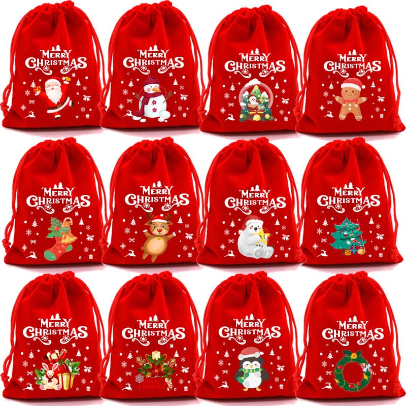 Cross-border wholesale red Christmas gift bags, Christmas candy and snack bags, apple packaging bags