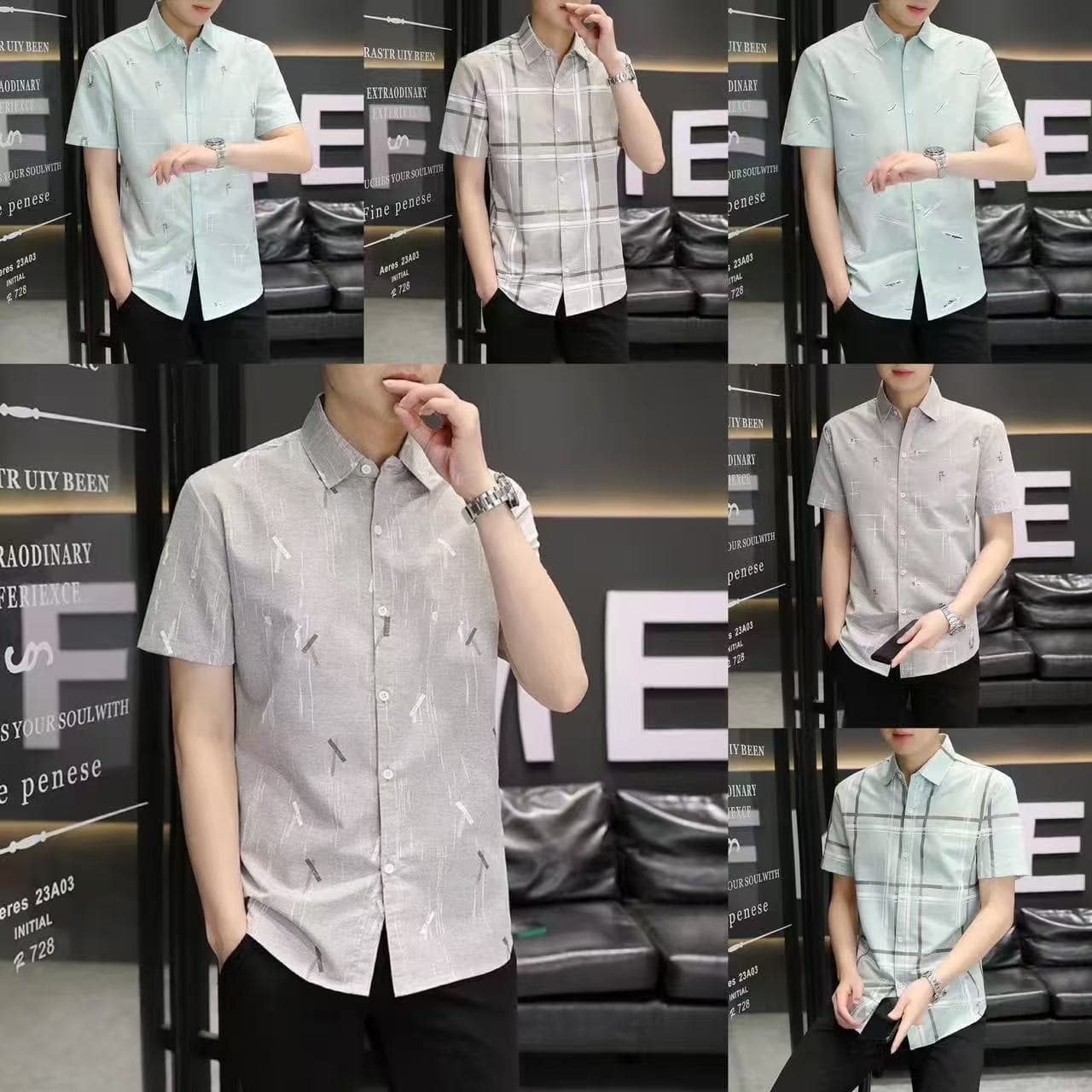 New summer thin casual short-sleeved shirts for men, cross-border shirts, short-sleeved square-neck shirts, versatile, handsome and trendy