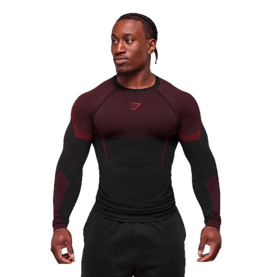 GYMSHARK Men's Fitness Top Cross-Border Best-Selling Compression Shirt Long Sleeve T-Shirt for Running Training Muscle Shark