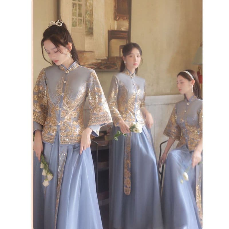 Bridesmaid Dress 2025 New Style Wedding Sister Long Dress Bridesmaid Gown New Chinese Style Bridesmaid Dress Autumn Winter