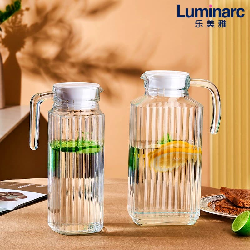 Luminarc Glass Cold Water Pitcher, Heat-Resistant, Household Iced Tea Pitcher, Large Capacity, Refrigerator-Safe