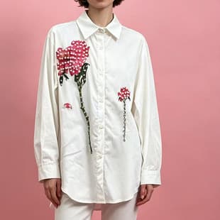 European Heavy Beaded Women's Fashion European Station Trendy High-End 2026 New Floral Blouse Top