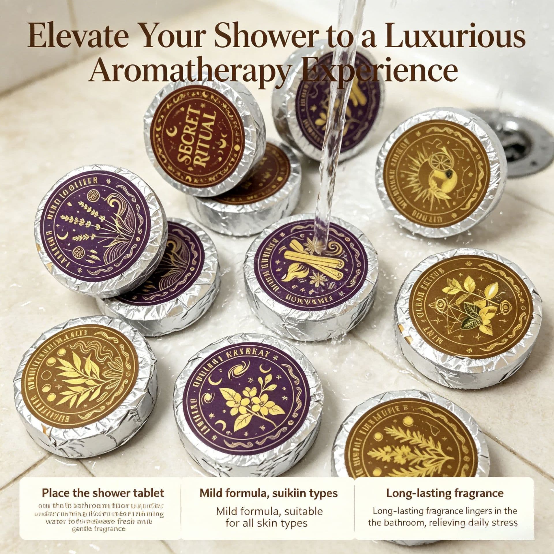Custom Label Aroma Shower Tablets OEM Scented Essential Oil Shower Tablets Hotel Shower Tablet Set Cross-Border OEM Processing