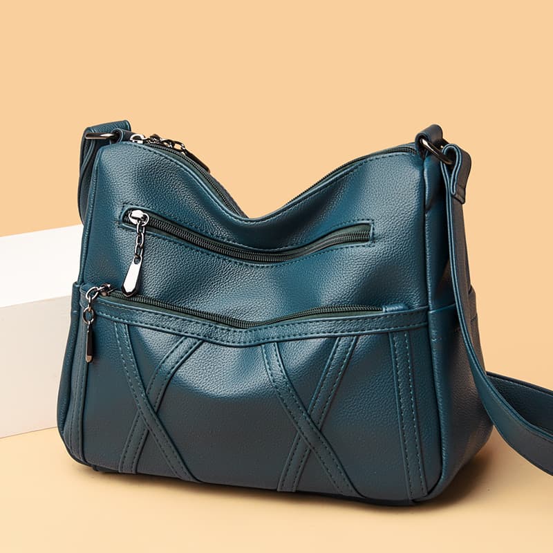 New Style Shoulder Crossbody Bag for Middle-aged and Elderly Women, Soft Leather Fashion Mom Handbag