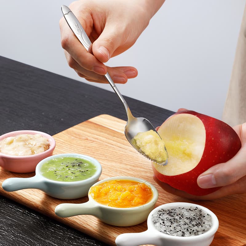 Stainless Steel Fruit Puree Spoon Baby Food Spoon Toddler Spoon Portable Tableware Infant Spoon Custom LOGO
