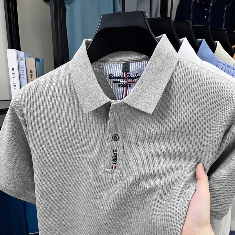 Summer New Men's Young and Middle-Aged Lapel Breathable Cotton T-Shirt Fashion Casual Short-Sleeve T-Shirt POLO Shirt Light Luxury Half-Sleeve