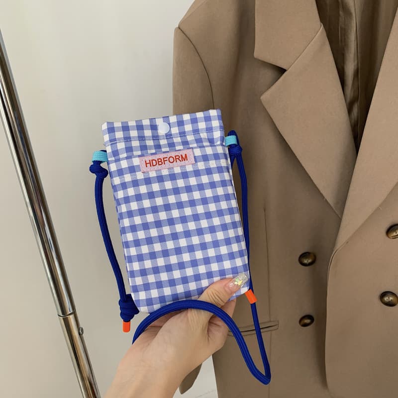 Korean-style Small Grid Phone Crossbody Bag Mini Shoulder Bag Trendy Fashion Shoulder Bag for Women