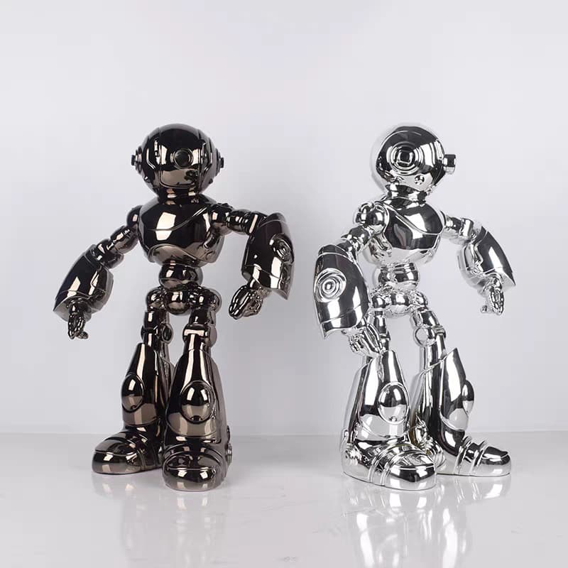 Modern electroplated silver gun black creative braid girl character ornaments model room children's room desktop accessories