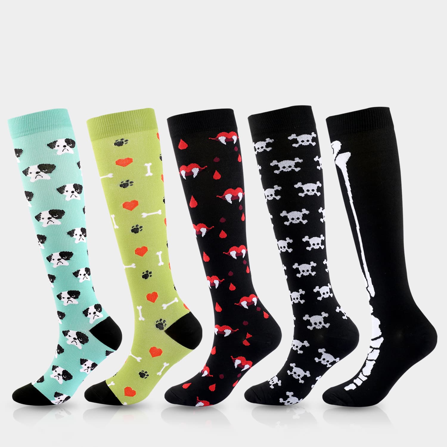 Amazon Outdoor Sports Cycling Compression Socks for Men and Women, Multi-Color Running Calf Support Socks, Halloween Pressure Socks