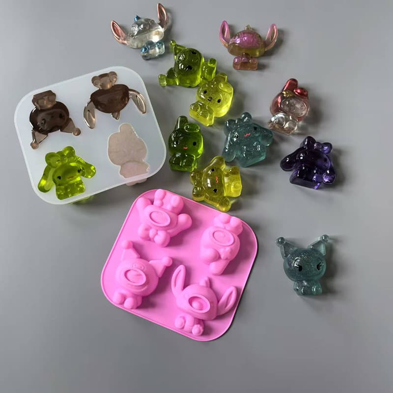 Sanrio 4-Pack Cartoon Combo AB Epoxy Mold Cinnamoroll My Melody Jelly Wax Mold Silicone Cake Mold