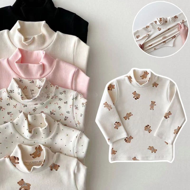 Infants and Toddlers Long Sleeve T-shirt Autumn/Winter Half High Neck Base Layer Fashionable Boys and Girls Casual Versatile Top Clothing