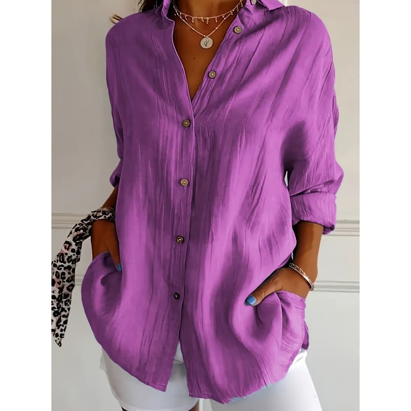 AliExpress Autumn Foreign Trade Style Curve Blouses Collar Shirt Women's Solid Color European Style