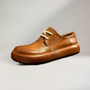 Laoqian Fengshui Wash Horse Leather Texture Derby Shoes Men's Genuine Leather Lace-up Casual Leather Shoes Brown High-end Men's Leather Shoes