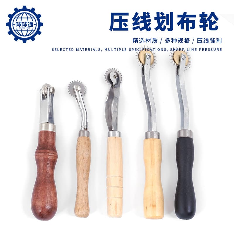 Wooden Handle Fabric Marker Wheel, Marking Wheel with Sharp Teeth Point Line Tool, Garment Leather Roller, Leather Fabric Spacing Wheel