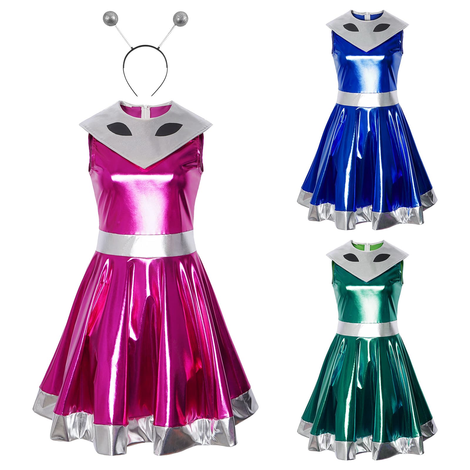 Alien AI Cosplay Costume Halloween Robot Role-Playing Party Performance Outfit Set