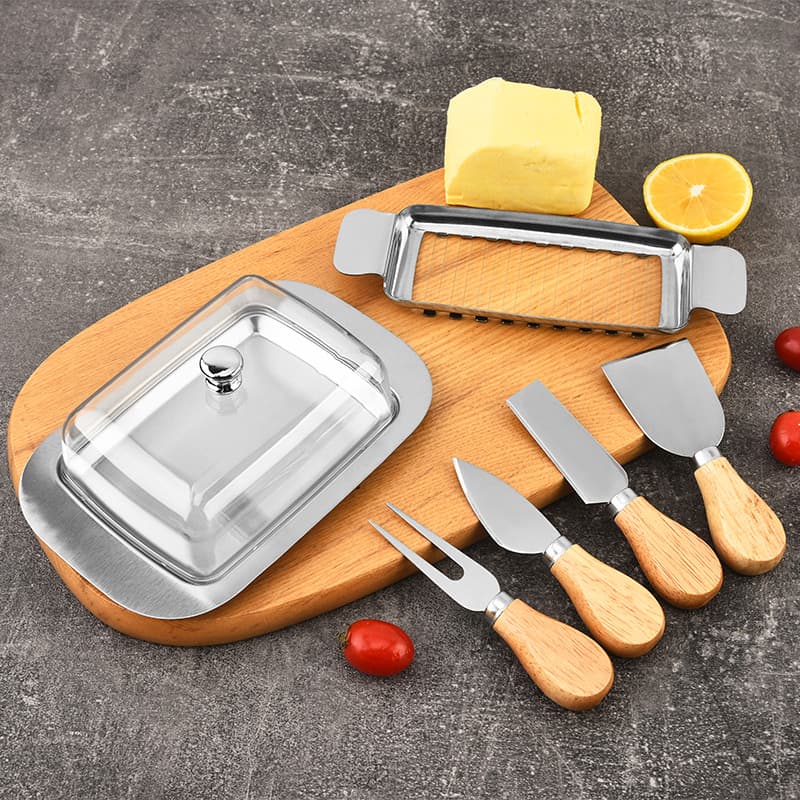 Stainless Steel Cheese Plate Butter Box Cheese Preservation Container European Western Butter Cheese Dish Bread Box