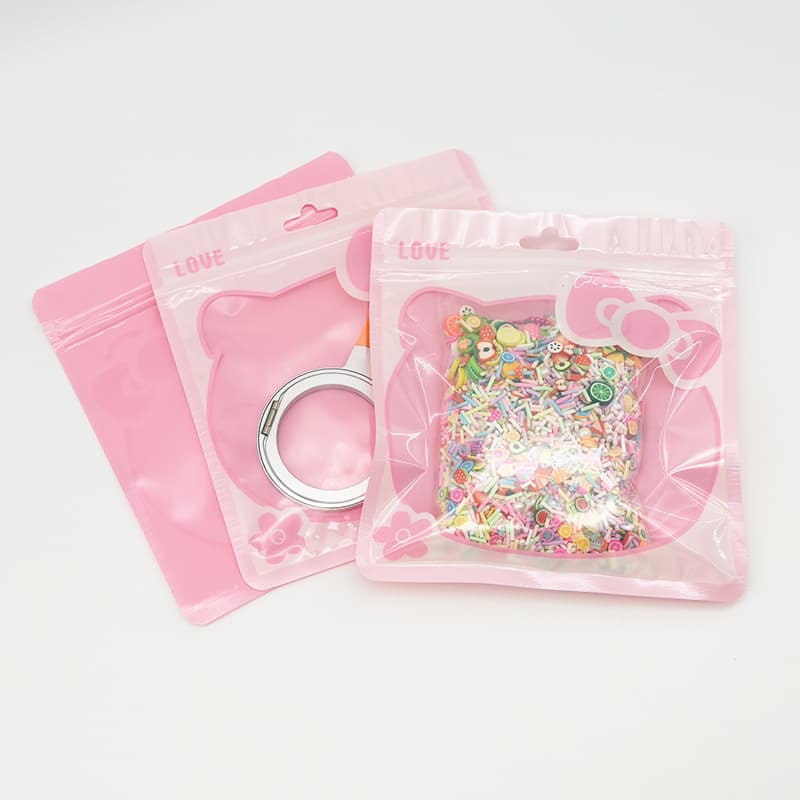 Colorful resealable bag Hello Kitty self-sealing bag jewelry sealing bag cosmetic packaging bag cute cartoon pink plastic bag