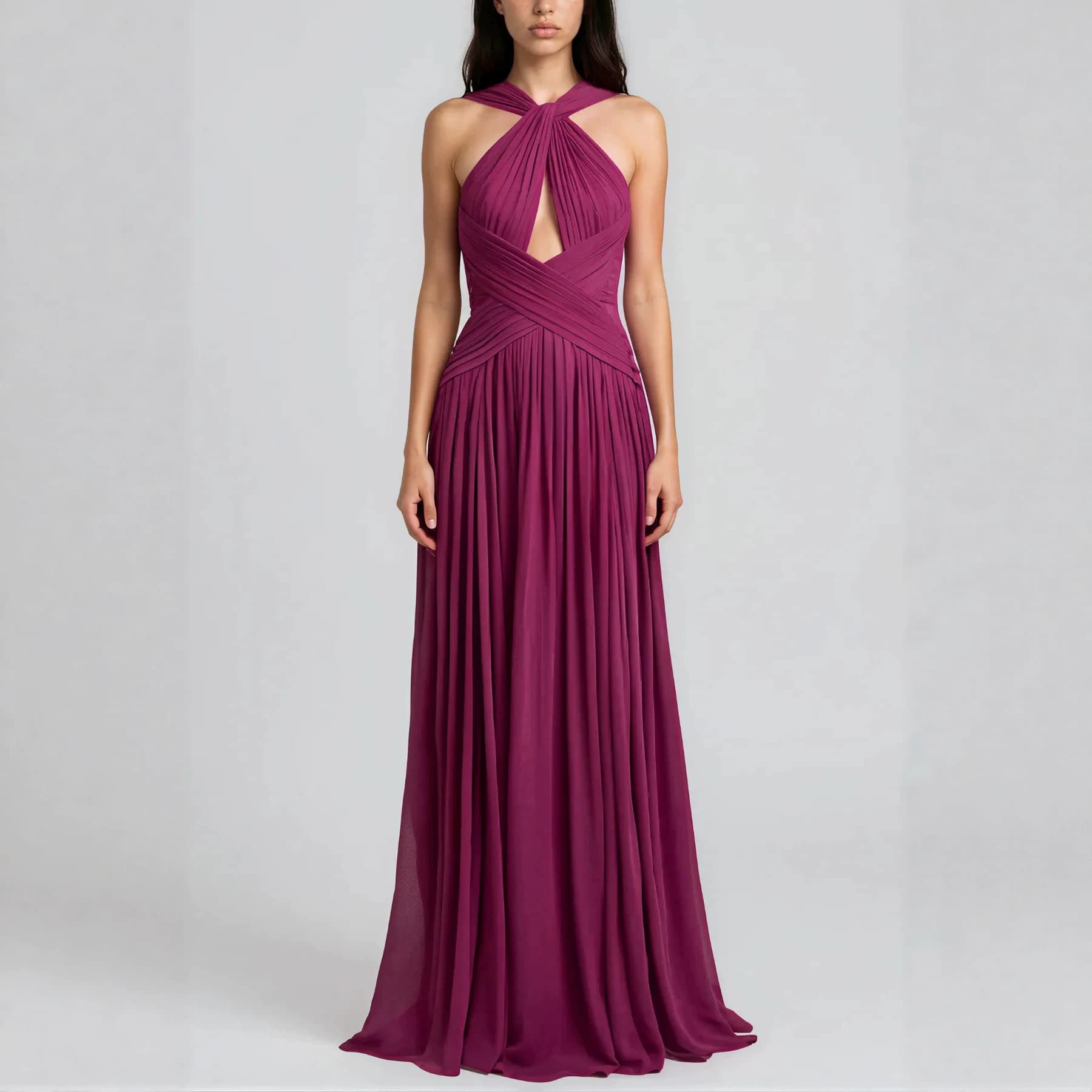 2026 summer new foreign trade cross-border European and American elegant Amazon waistless backless sleeveless purple dress