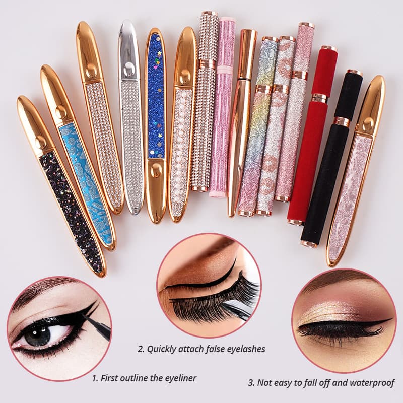 New Starry Sky Eyeliner Pen Eyeliner Glue Pen Internet Celebrity No Glue Self-adhesive Eyelashes Dual Purpose