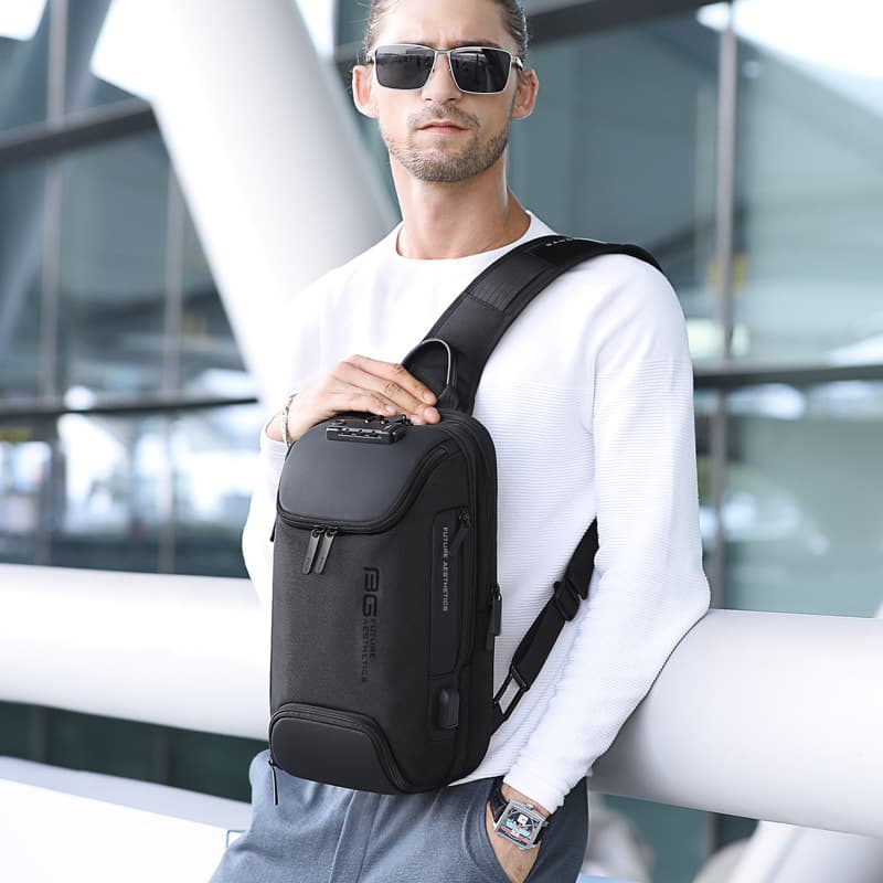 BANGE New Men's Chest Bag Korean Style Single Shoulder Crossbody Bag Men's Casual Anti-Theft Chest Bag Lightweight