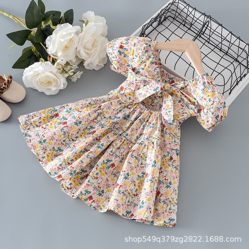 Cotton Children's Summer Fashion Dress for Girls, Floral Cotton Dress, Little Girl Princess Dress, Baby Summer Dress
