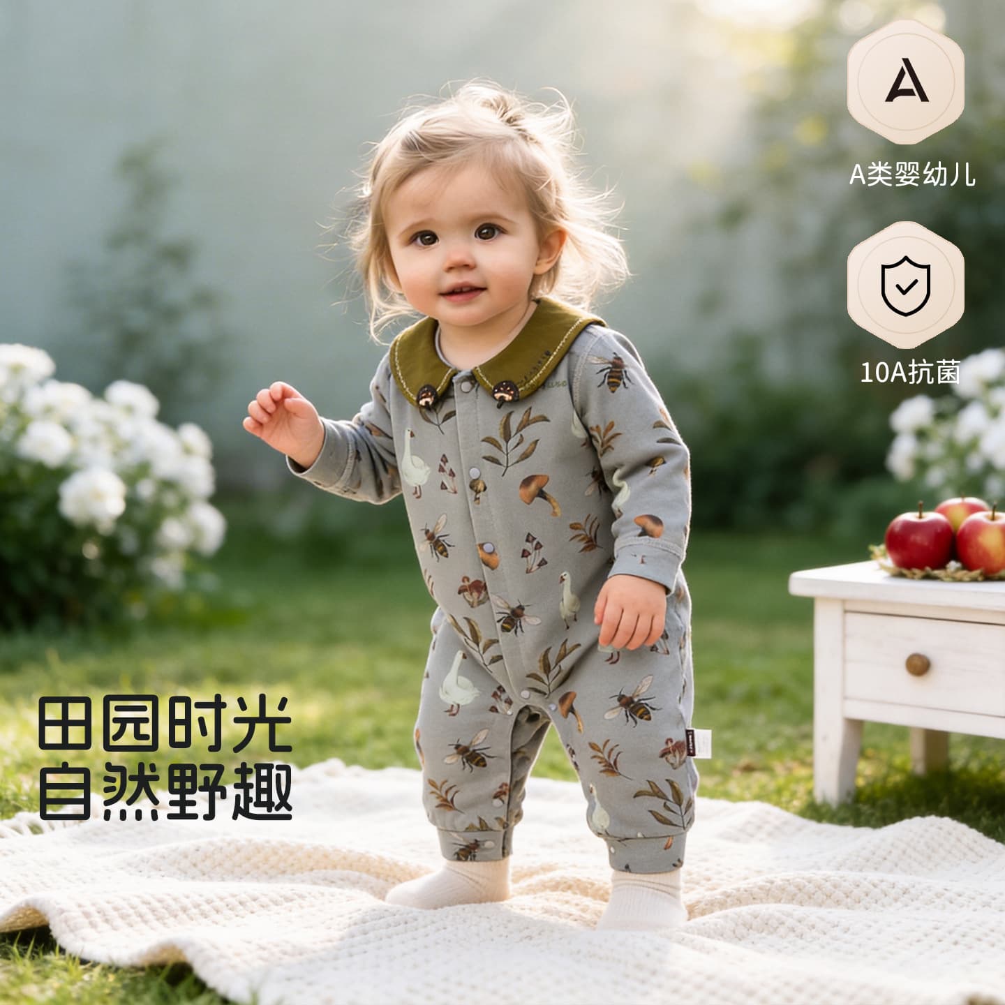 Baby Boys and Girls Cotton A-Class Onesie, Fall Outdoor Crawling Suit, Seamless Romper, Autumn Kids Clothing