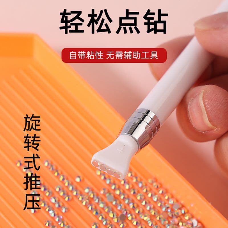 New Diamond Painting Point Drill Pen, Rotary Wax Sticking Drill Pen, Point Drill Tool with Multiple Replacement Heads