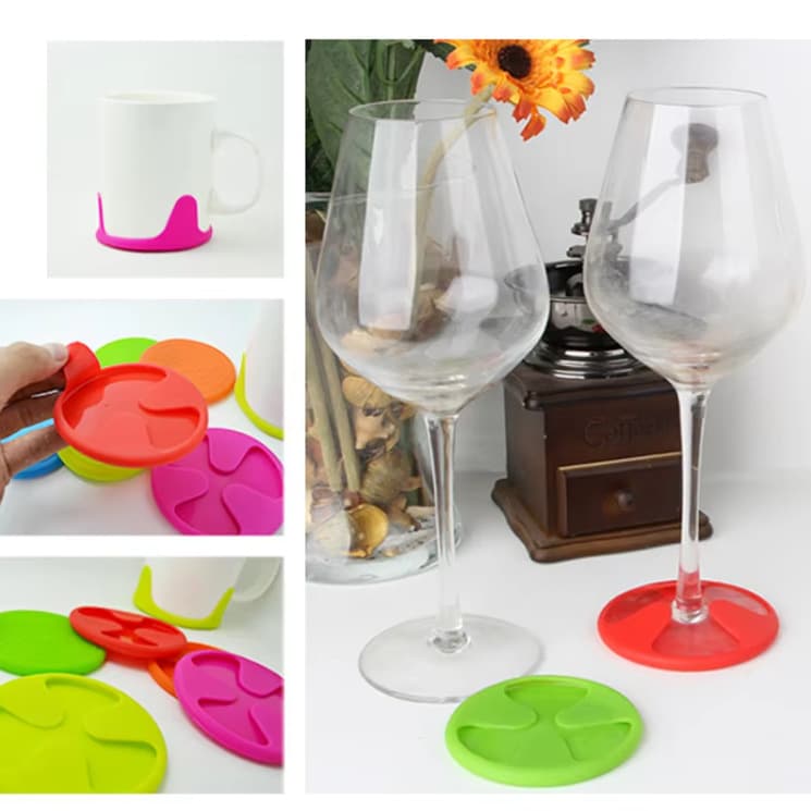 Creative Wine Glass Identifier Food-Grade Silicone Non-Slip Drink Coaster Wine Glass Stem Wrap Cup Sleeve