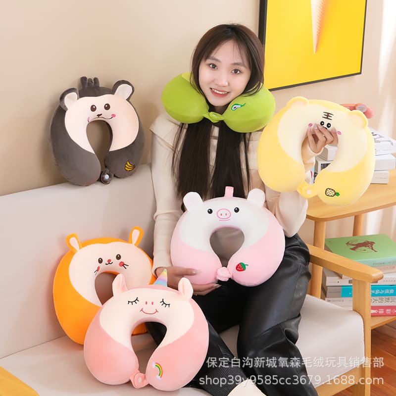 Cartoon Neck Pillow Slow Rebound Memory Foam U-Shaped Pillow Neck Support Nap Pillow Travel U-Shaped Pillow Portable