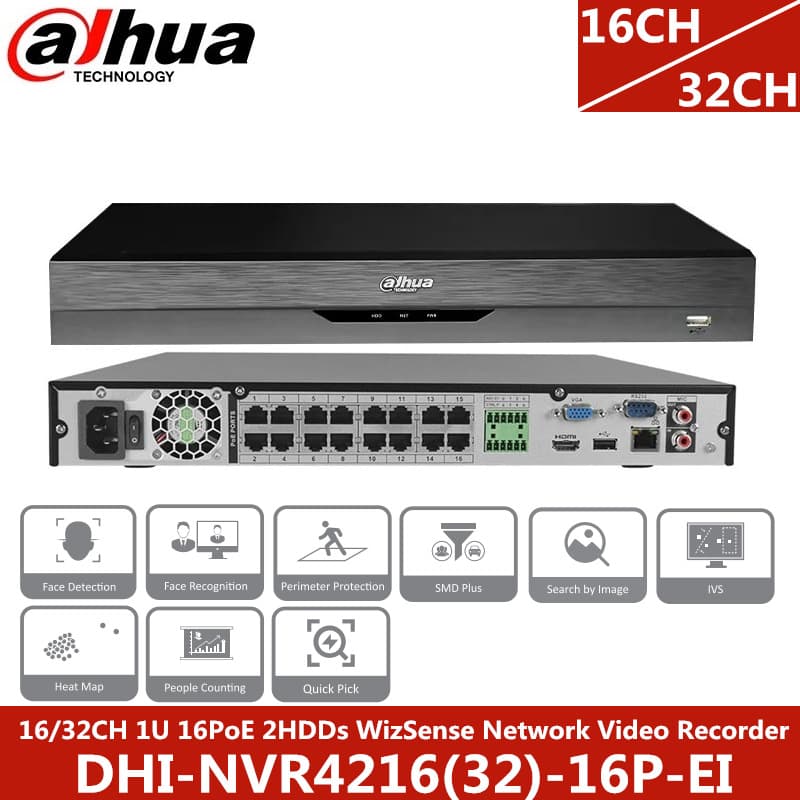 dahua 16/32CH 4K PoE NVR Network Recorder NVR4216-16P-EI