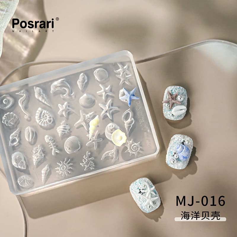 New ocean shell manicure mold starfish seahorse nail decoration cartoon wearable nail tool nail salon same style