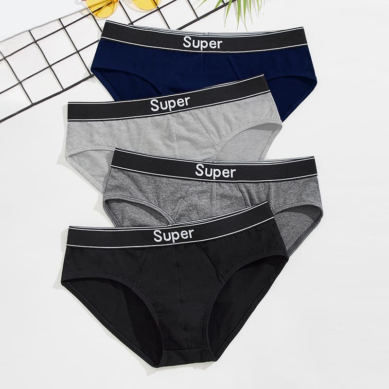 Men's New Rayon Mid-Rise Briefs Solid Color Sporty Breathable Non-Binding Underwear Factory Wholesale