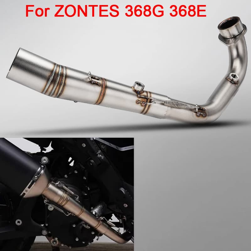 Suitable for motorcycle ZONTES 368G 368E modified exhaust pipe front section stainless steel