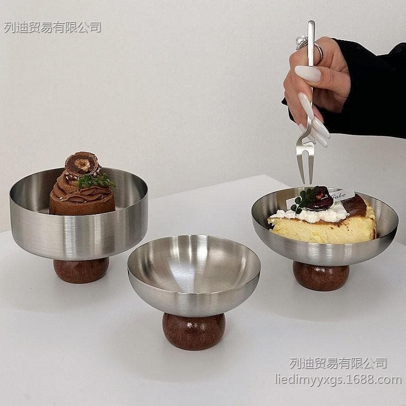 Premium Ins-Style Stainless Steel Low-Foot Dessert Cup Vintage Ice Cream Pudding Bowl Ice Cream Cup Fruit Yogurt Cup