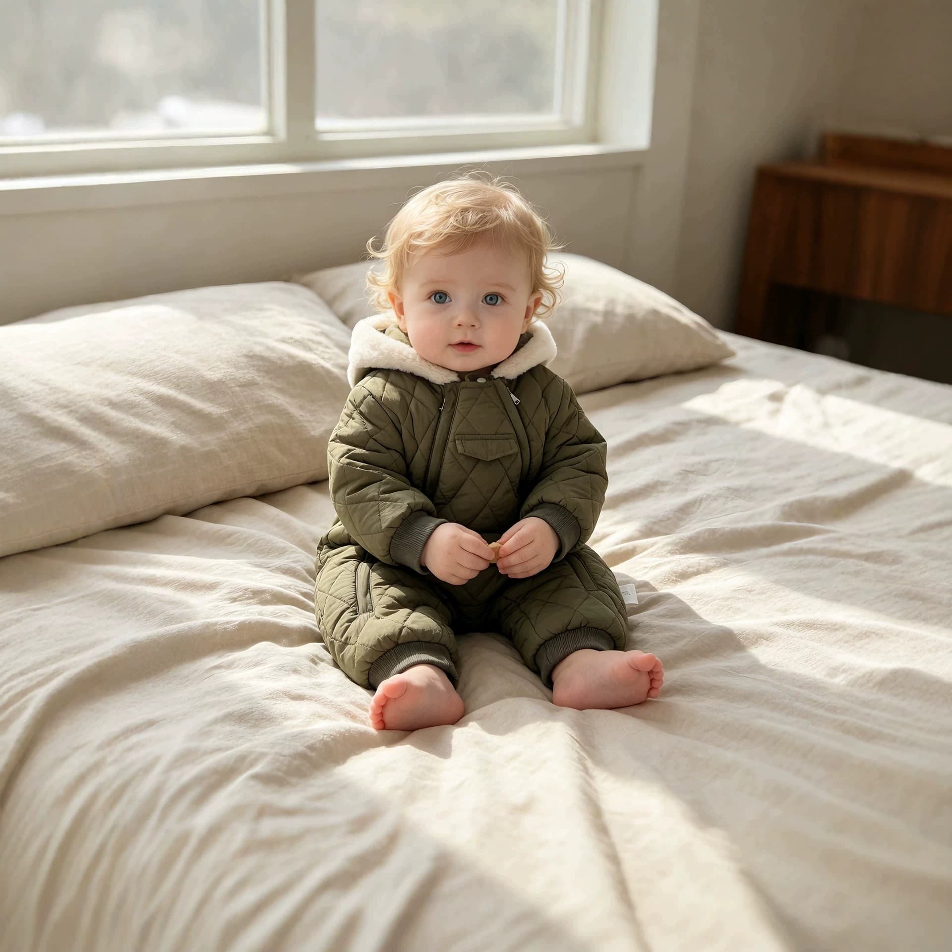 New Cross-border Infant and Toddler Outfit Thickened Hooded Baby Romper Jumpsuit Crawling Suit