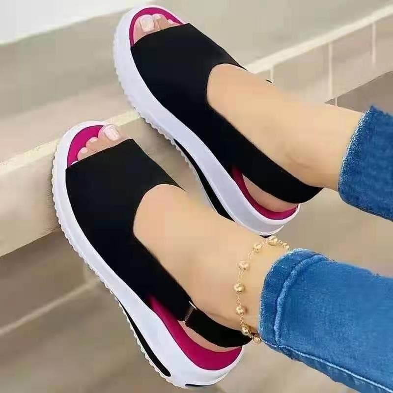 2022 Women's Shoes Export Large Size Summer New Thick Sole Simple Women's Casual Shoes Velcro Casual Fish Mouth Sandals Women