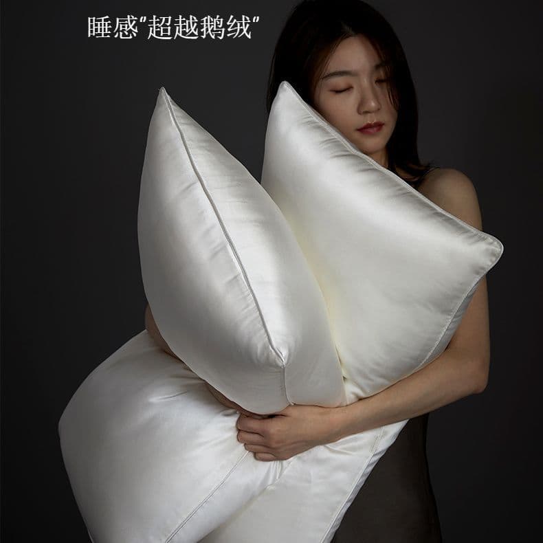Goose Down Mulberry Silk Beauty Pillows, Ultra-Soft Adult Home Neck Support Single Pillow Cores Wholesale from Single Unit