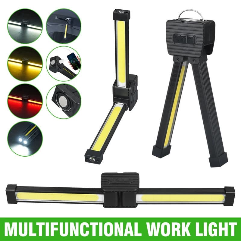 New Multifunctional COB Work Light LED Inspection Light with Magnet Cool White + Warm White + Red Light Camping Lamp