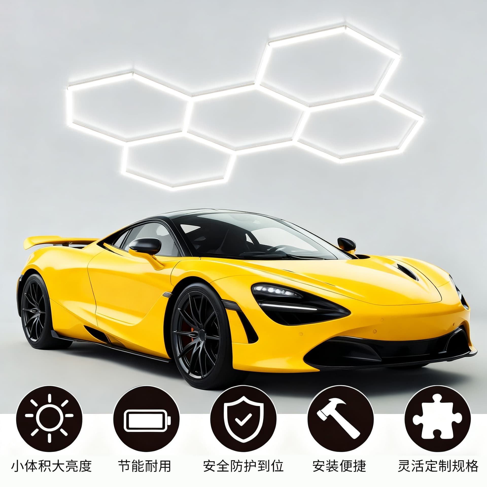 Automotive Workstation Light, 110V, Flicker-Free for Auto Repair Shop, Beauty Maintenance Workshop, Underground Garage, Showroom