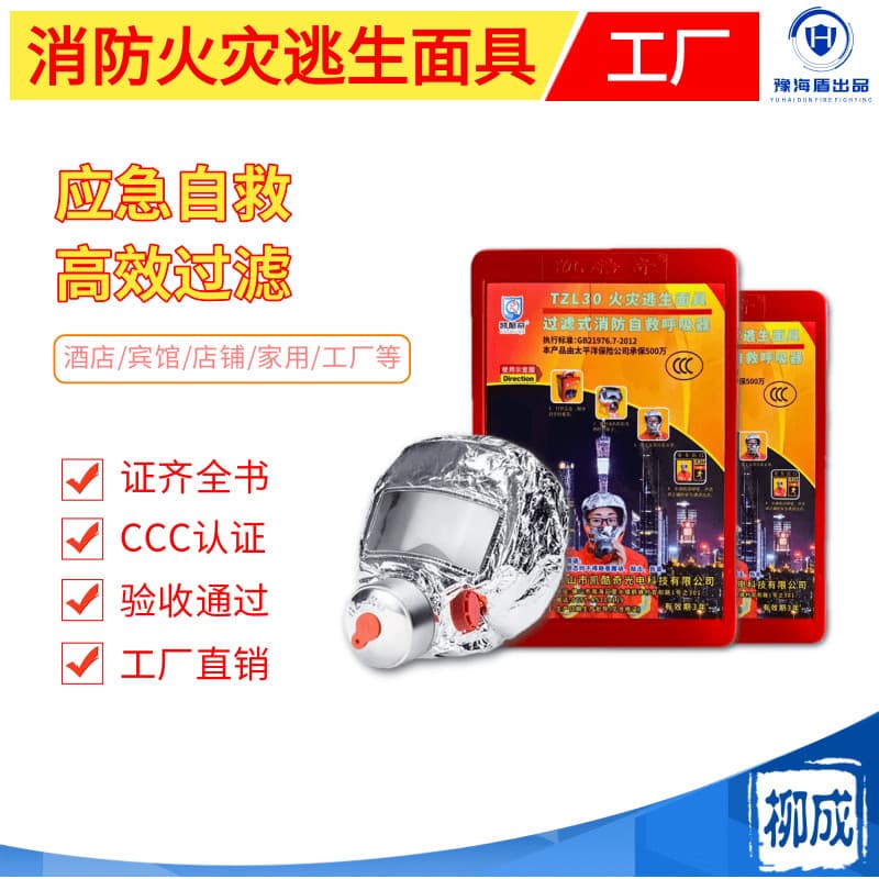 Fire Escape Mask Filtered Self-Rescue Breathing Apparatus Hotel Home Room Use National Standard Respirator