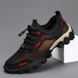 Cross-Border Breathable Men's Shoes, Summer Sports Outdoor Casual Thick Sole Mesh Shoes, Mesh Fabric Shoes for Men, Hiking Wading Mesh Cloth Shoes