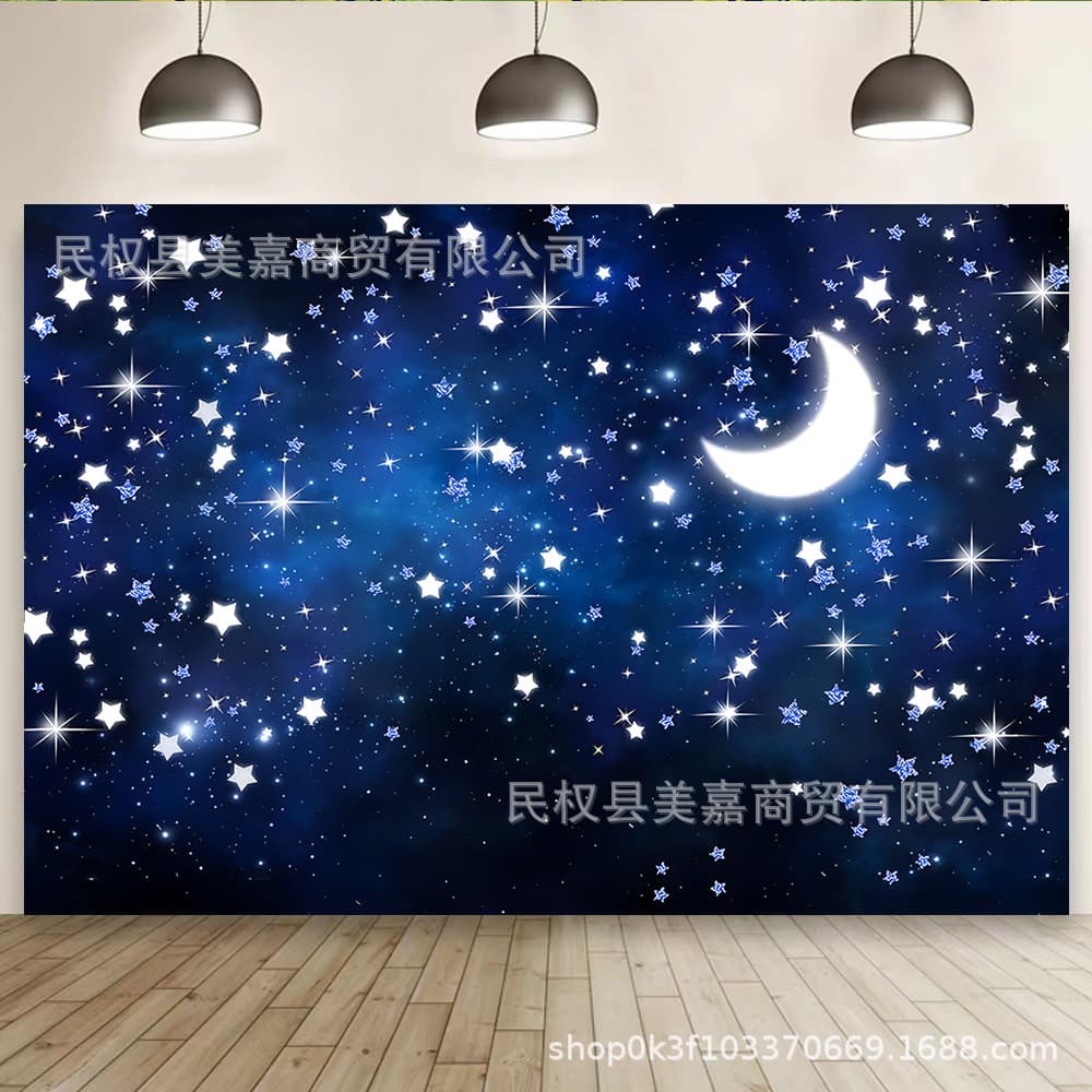 New Dreamy Starry Sky Children's Background Cloth Photography Foreign Trade Newborn Shower Party Photo Banner Decoration