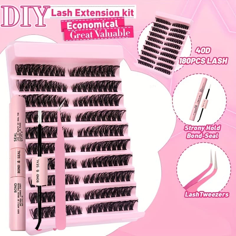 New European and American cross-border DIY false eyelashes set single cluster thick curled slim long hot-melt stems flat eyelashes