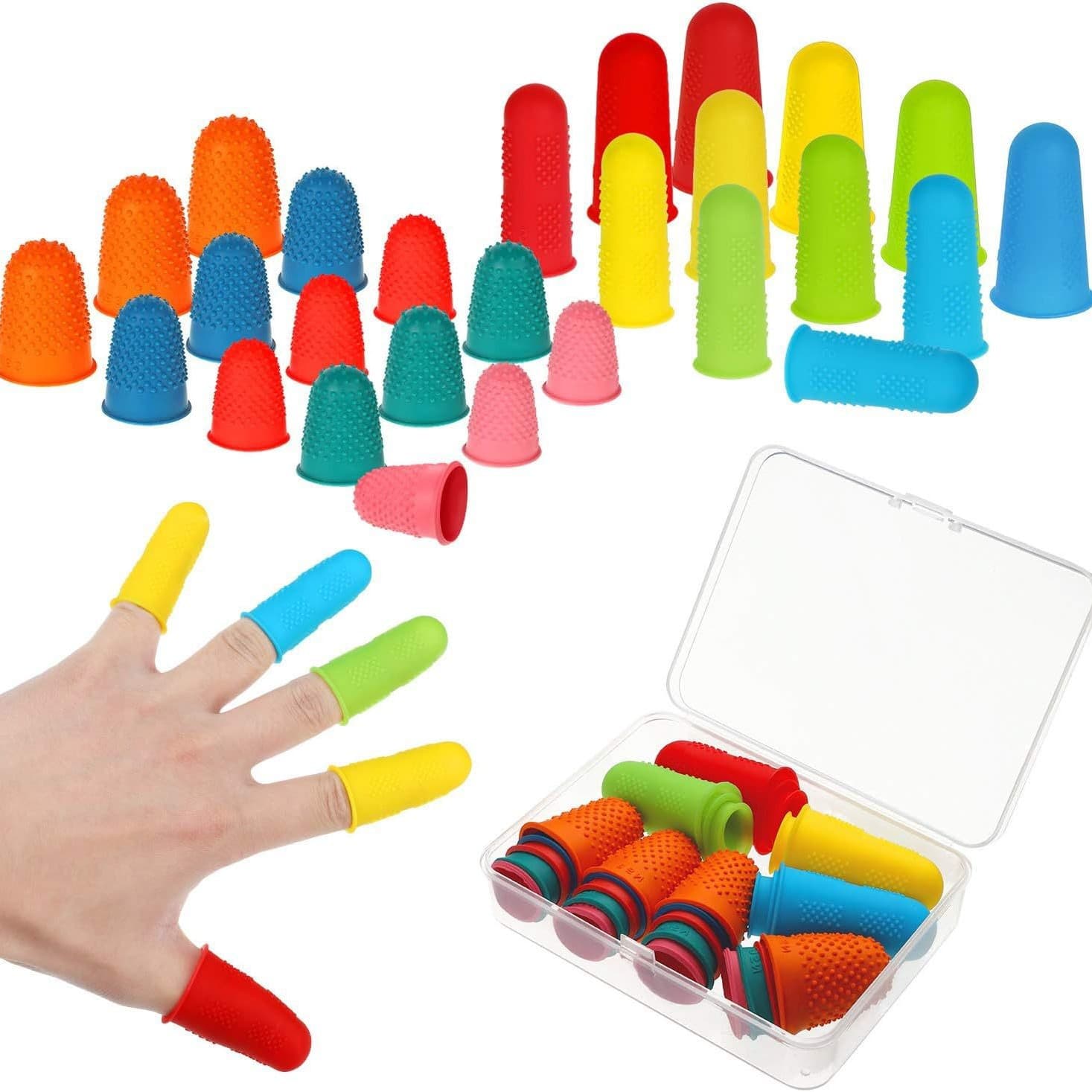 Hot Glue Gun Finger Protectors 24-Piece Women's Anti-Slip Finger Cots Heat Insulation Cut Resistant Thick Thimble Finger Protection Sleeves