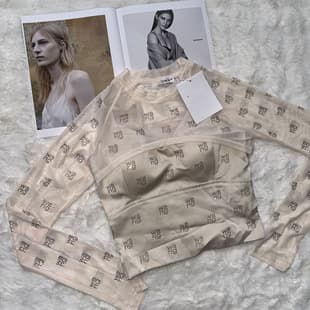 (Special Offer) Wang Family Two-Piece Rhinestone Strappy Camisole with Mesh Long Sleeve Celebrity Style