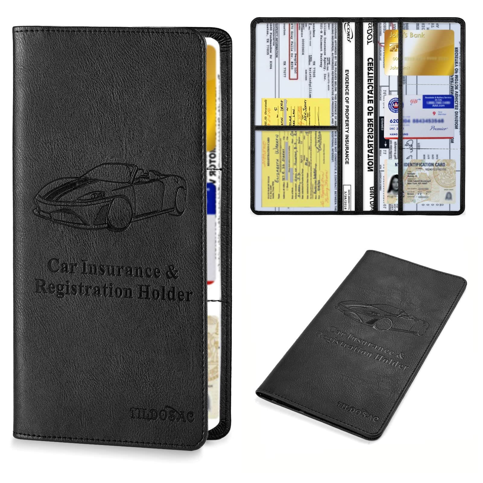 Custom Amazon Best-selling Car Insurance Leather Wallet, Long Multi-functional Vehicle License Holder, PU Driver's License Case