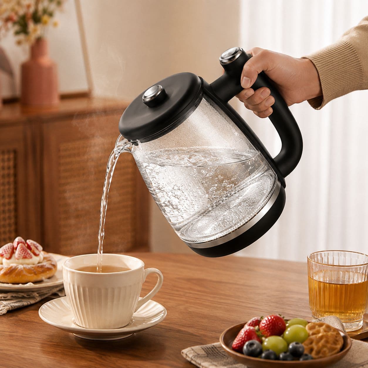Cross-border fast kettle automatic power off 2L large capacity high borosilicate glass electric kettle household electric kettle