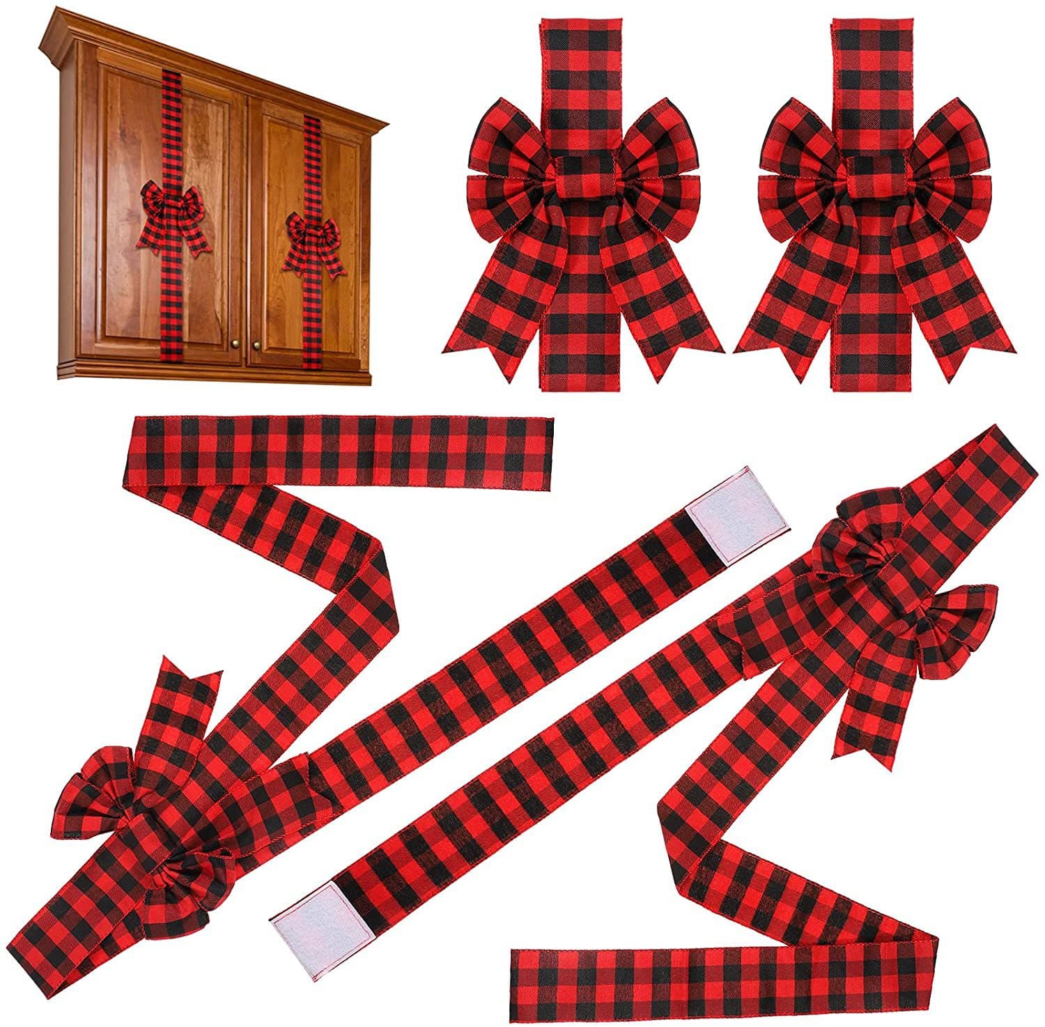 Yilongda Christmas Decorative Ribbon for Cabinet Doors, Windows, Door Hanging, and Bow Decorations